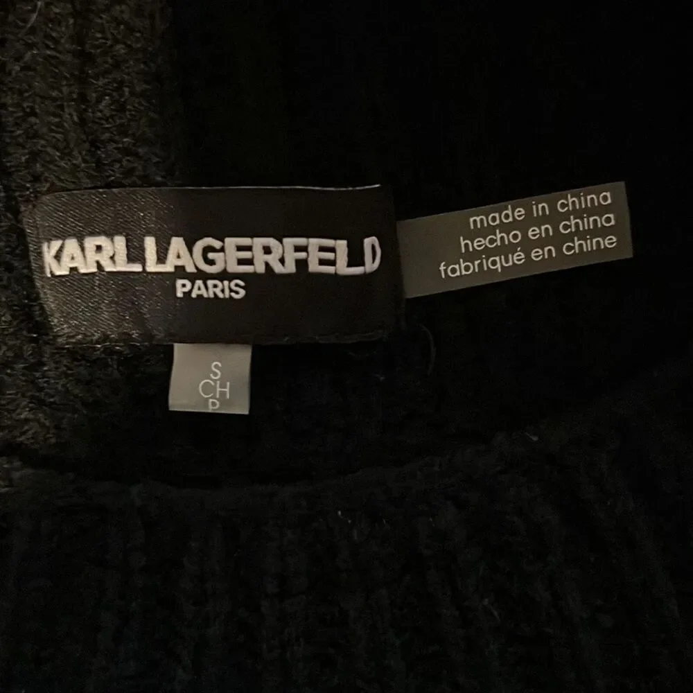 KARL LAGERFELD Black Chunky Knit Scoop Neck Sweater Size Small